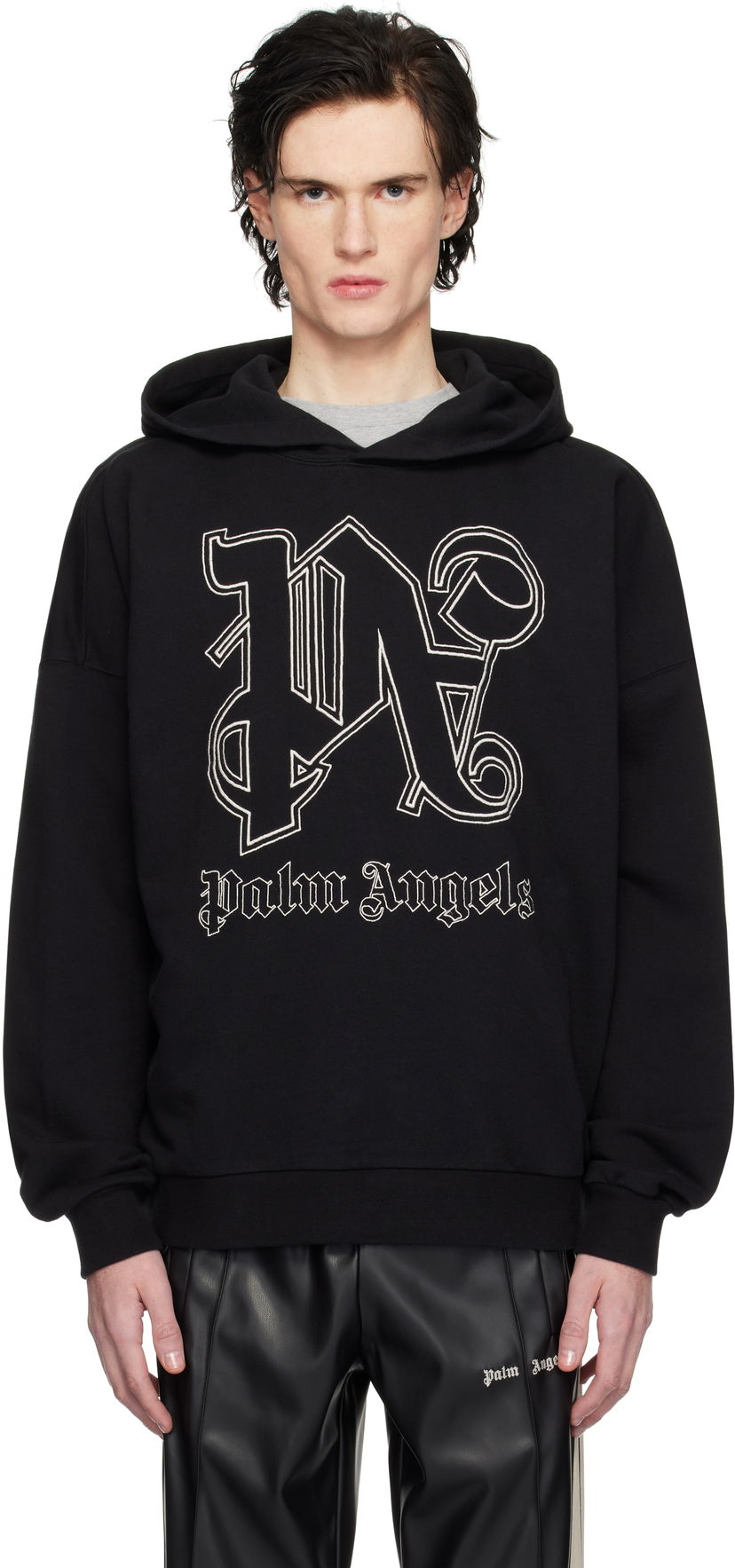 Pulover Palm Angels 'PA' Monogram Maxi Hoodie Črna | PMBB174C99FLE0011003