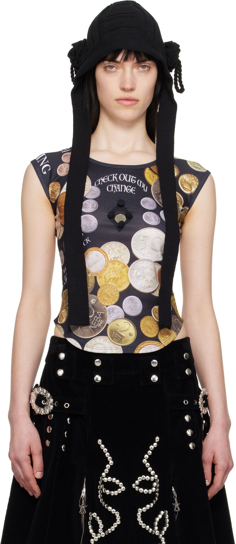 Krila Chopova Lowena Chopova Lowena Angelica Coin Print Short Sleeve Top Črna | 2302