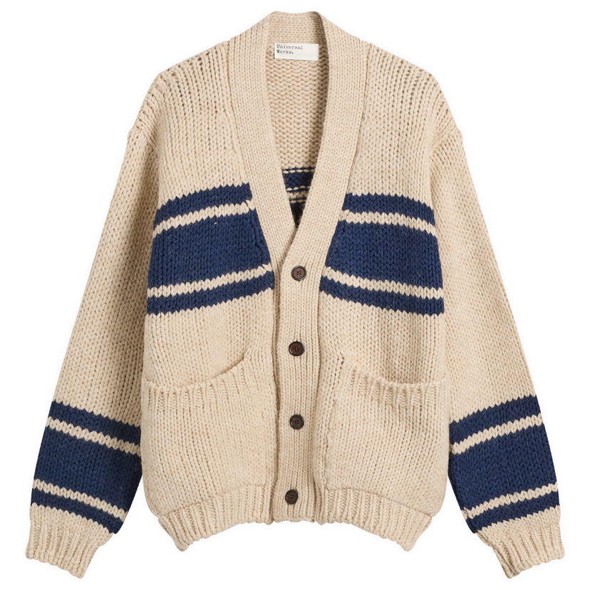 Pleteni pulover Universal Works Universal Works Langdale Chunky Knit Cardigan Bež | 33479-SND