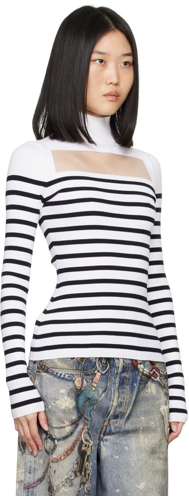 Pleteni pulover Jean Paul Gaultier Jean Paul Gaultier Striped Turtleneck Bela | 24/30-F-PL066-M063-0159, 1