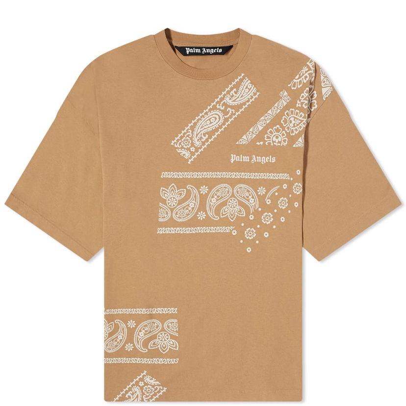 Majica Palm Angels Palm Angels Oversized Bandana Logo T-Shirt Rjava | PMAA066F21JER0056105