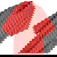 BEAMS Stripe Open Collar Shirt, Size Large