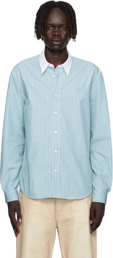 Srajce Acne Studios Acne Studios Striped Button-Up Shirt Turkizna | CB0114-, 0