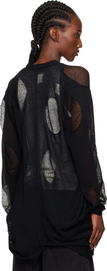 Pleteni pulover Yohji Yamamoto YOHJI YAMAMOTO Plain Stitch & Pattern Draped Cardigan Črna | FP-K12-982, 2