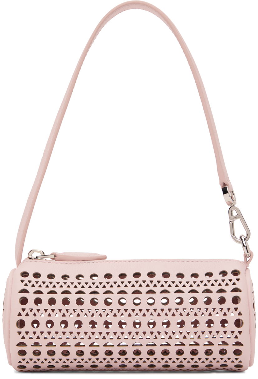 Torba za čez ramo Alaïa Mini Tube Perforated Leather Shoulder Bag Roza | AA1P042CA262