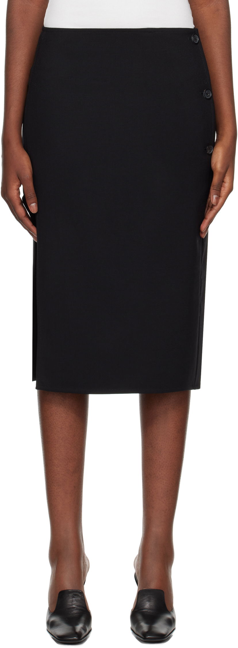 Krila Courrèges Oblique Tailored Midi Skirt Črna | 424CJU196WO0113