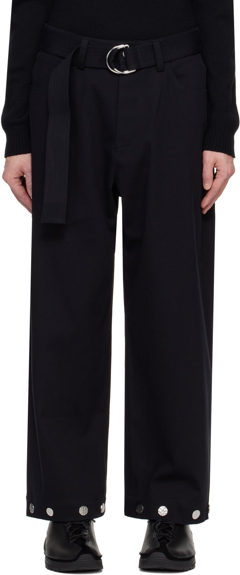 Hlače Nanushka Nanushka Dallin Wide-Leg Trousers with D-Ring Belt Črna | NM24FWPA03758
