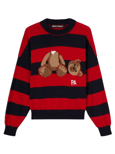 Pleteni pulover Palm Angels Bear Striped Sweater Rdeča | PMHE007S22KNI0014660