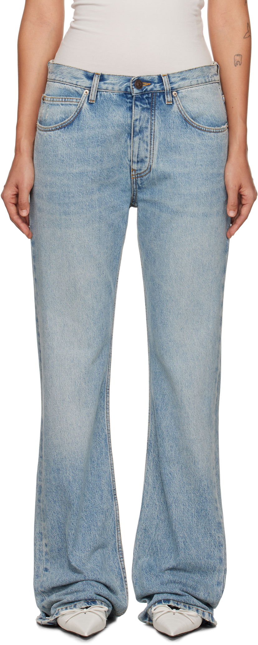 Kavbojke Balenciaga Low Waist Straight Jeans Modra | 794047 TDW14