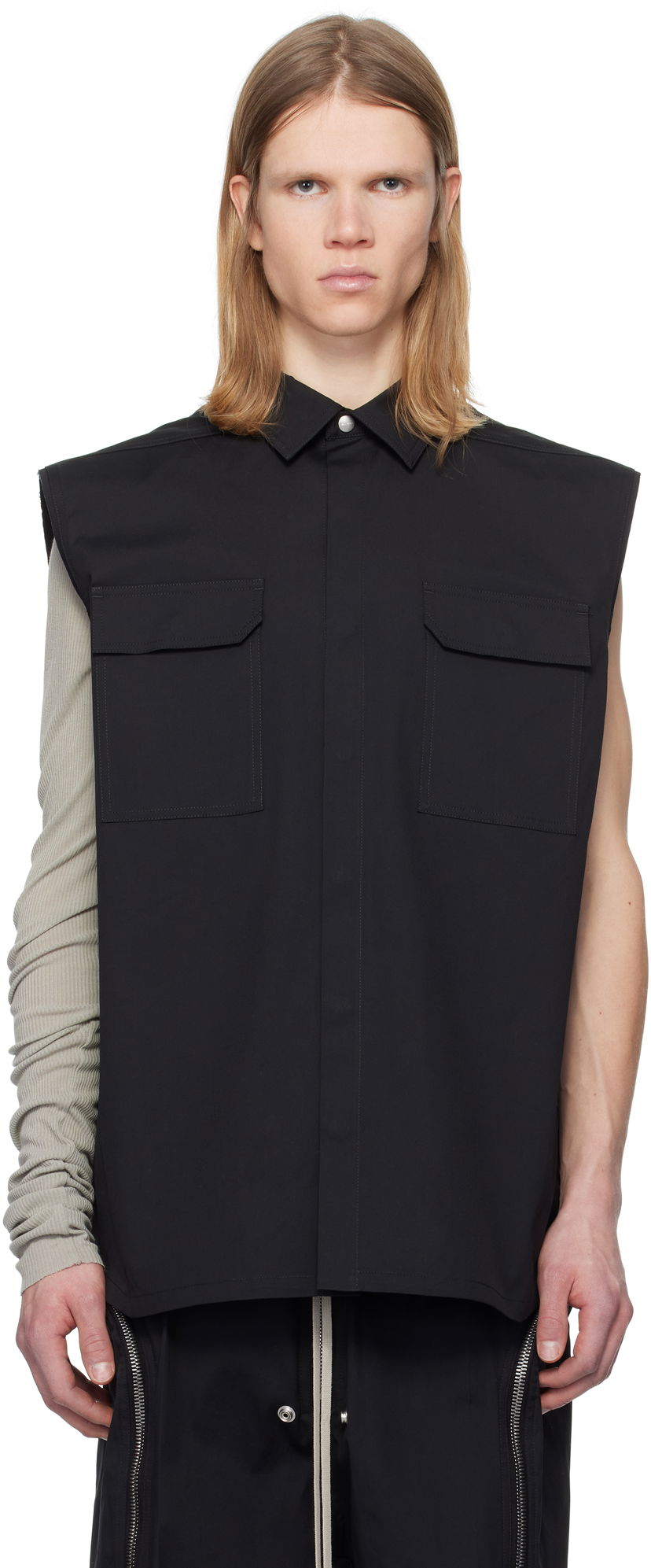 Srajce Rick Owens Rick Owens Hollywood Jumbo Sleeveless Shirt Črna | RU01E5239 TE
