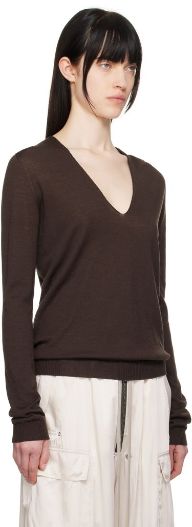 Pleteni pulover Rick Owens Rick Owens Hollywood V-Neck Sweater Črna | RP01E7623 M, 4