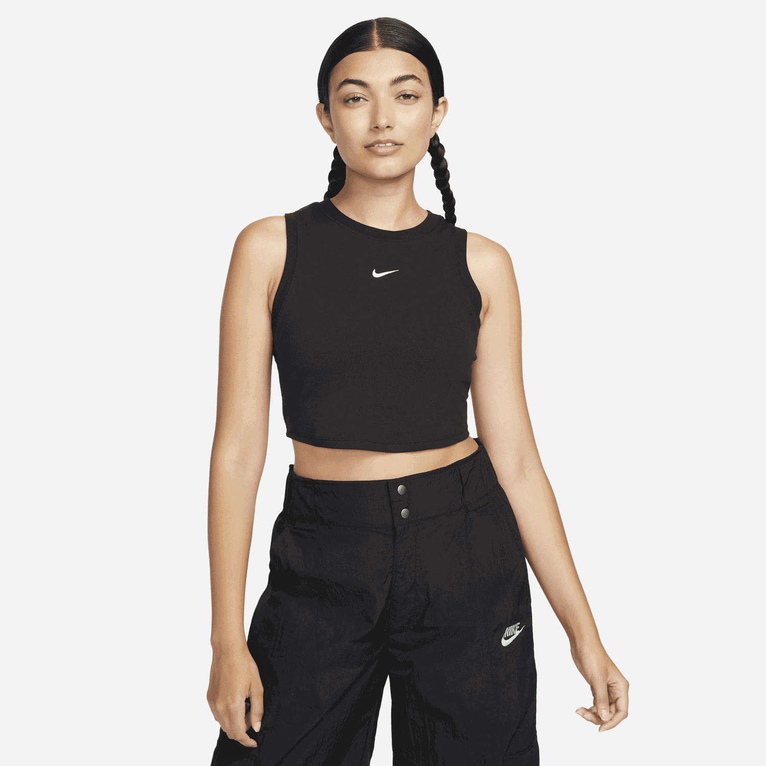 Majica brez rokavov Nike WMNS ESSENTIALS RIBBED CROPPED Črna | FB8279-010, 1