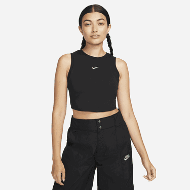 Majica brez rokavov Nike WMNS ESSENTIALS RIBBED CROPPED Črna | FB8279-010, 1