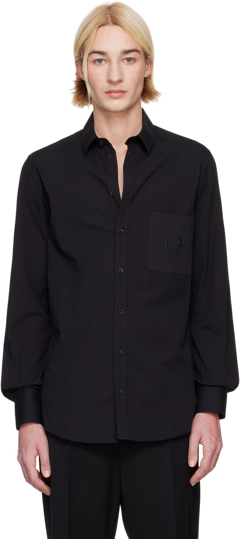 Srajce Dolce & Gabbana Dolce&Gabbana Shirt With Logo Patch Črna | G5ML0ZFU5EW