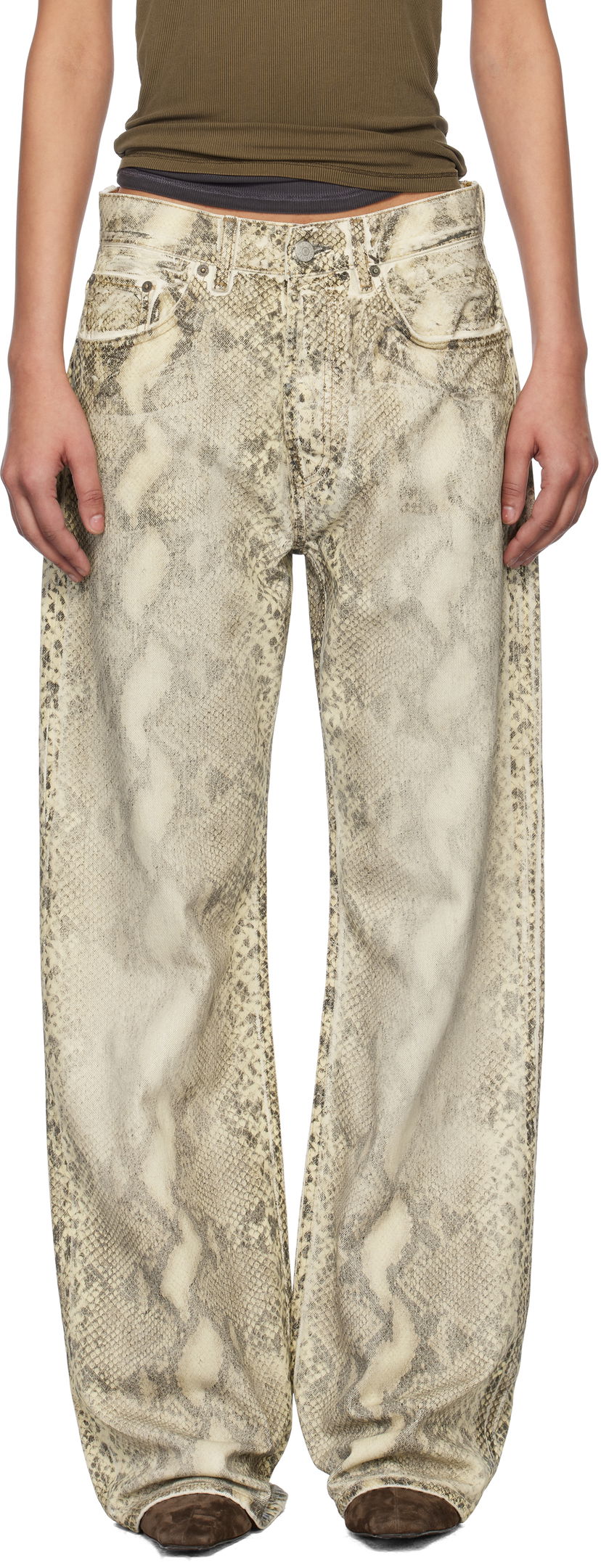Kavbojke Acne Studios Acne Studios Printed Jeans Bež | AK0895-