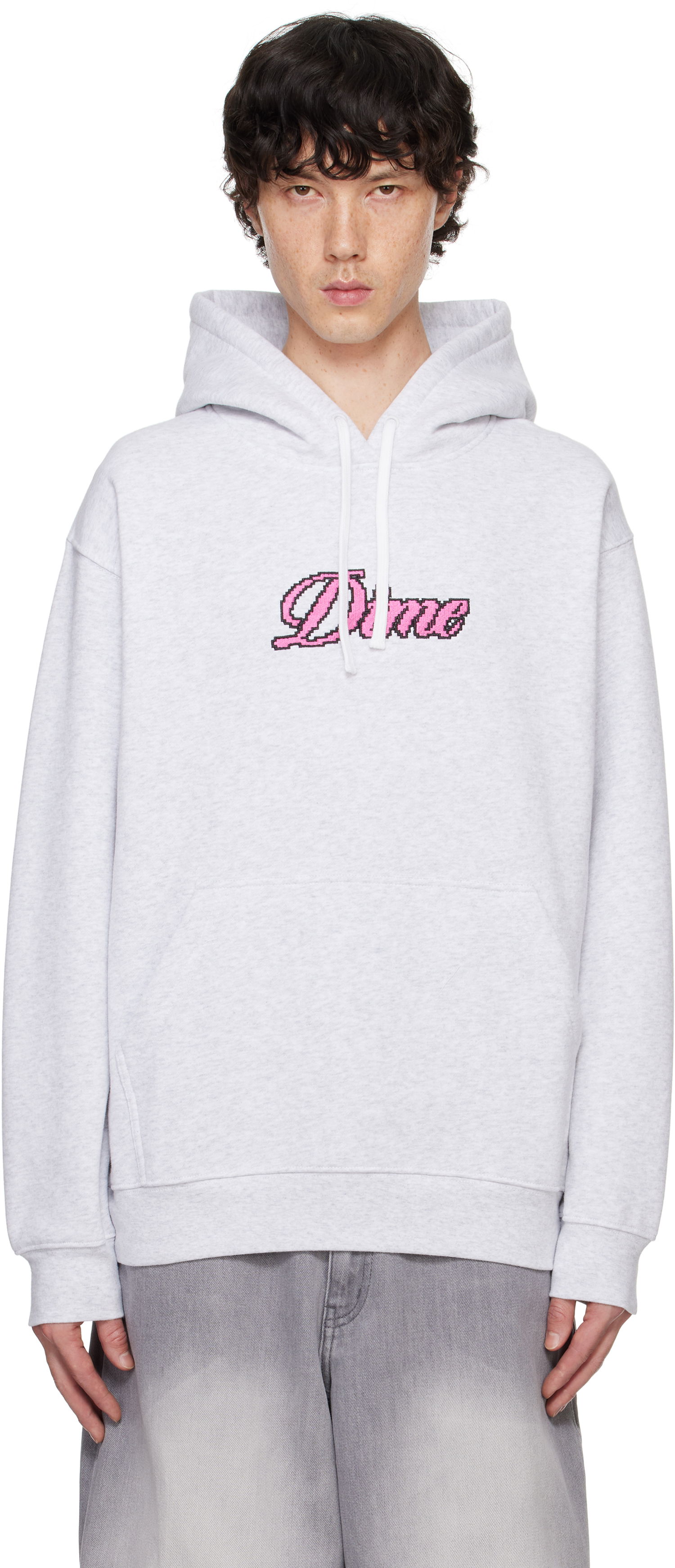 Pulover Dime Gray Pixel Cursive Hoodie Siva | DIMEFA2419ASH, 0
