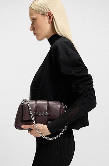 Torba za čez ramo BOSS HUGO Chain-Handle Shoulder Bag with Logo Closure Bordo | 50547445, 1
