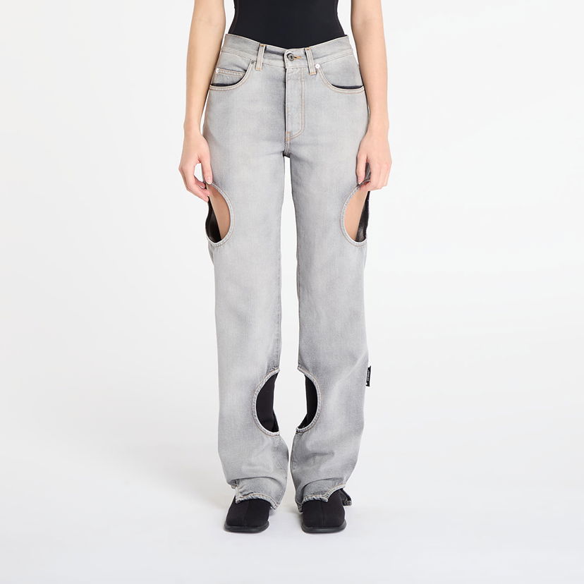 Kavbojke Off-White Meteor Cut-Out Straight-Leg Denim Pants Siva | OWYA06AF25DEN0011200