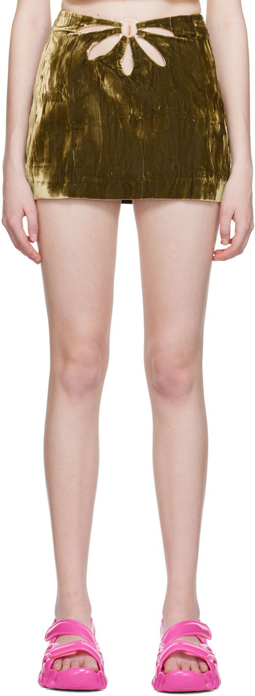 Krila Collina Strada Collina Strada Flower Cutout Velvet Miniskirt Zelena | XX7117 CRUSHED VELVET