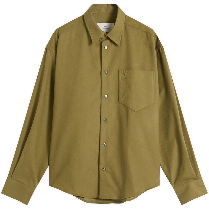 Srajce AMI Brushed Cotton Oxford Boxy Shirt, Size Large Zelena | H25USH766-CO0056-298H25
