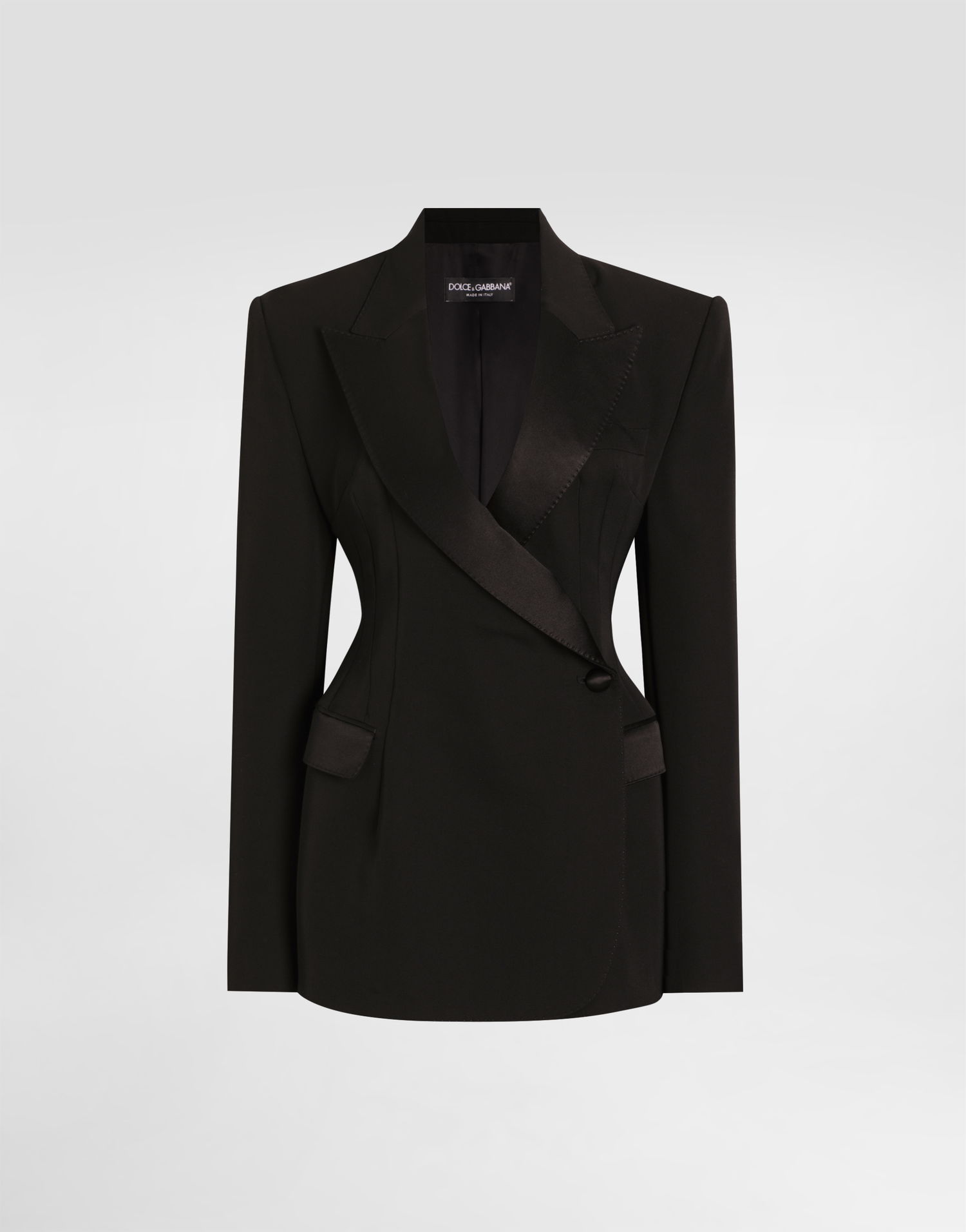 Jakna Dolce & Gabbana Dolce & Gabbana Double-breasted Wool Gabardine Tuxedo Jacket Črna | F297FTFU21EN0000, 0