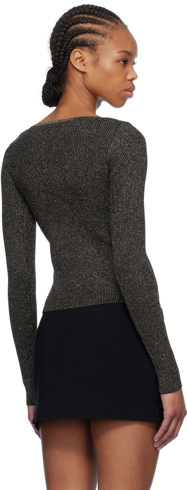 Pleteni pulover GANNI GANNI Sparkle Tie String Cardigan Črna | K2358, 2