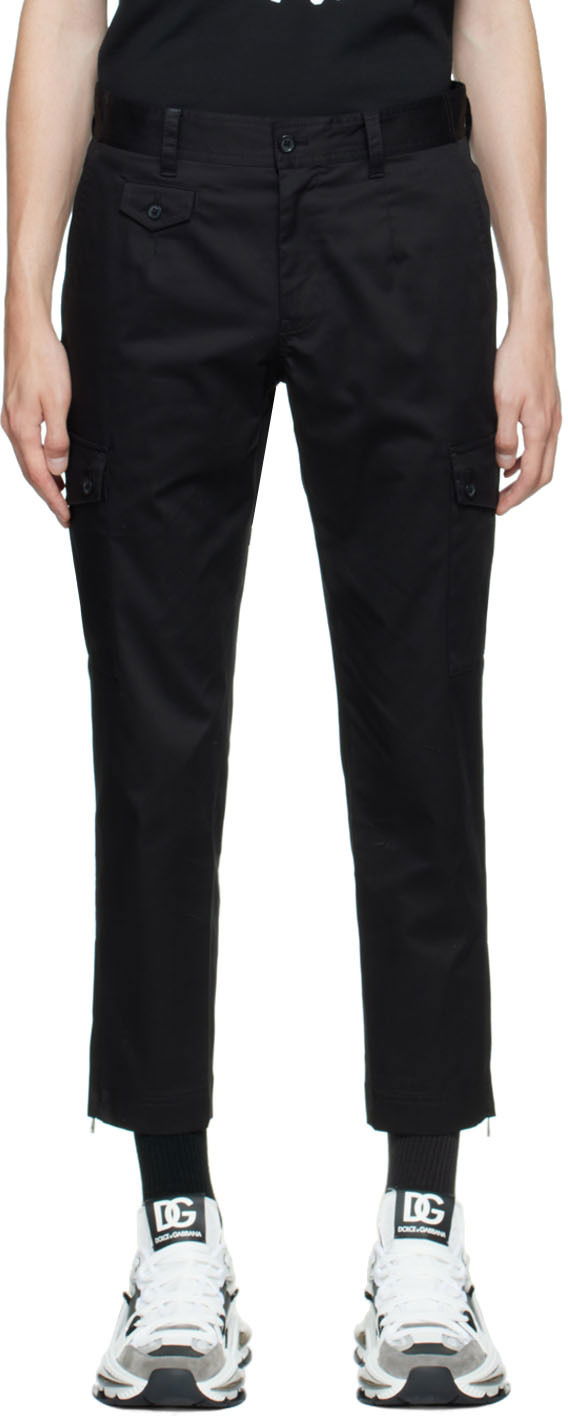 Cargo hlače Dolce & Gabbana Black Cotton Cargo Pants Črna | GWR2ATGF093