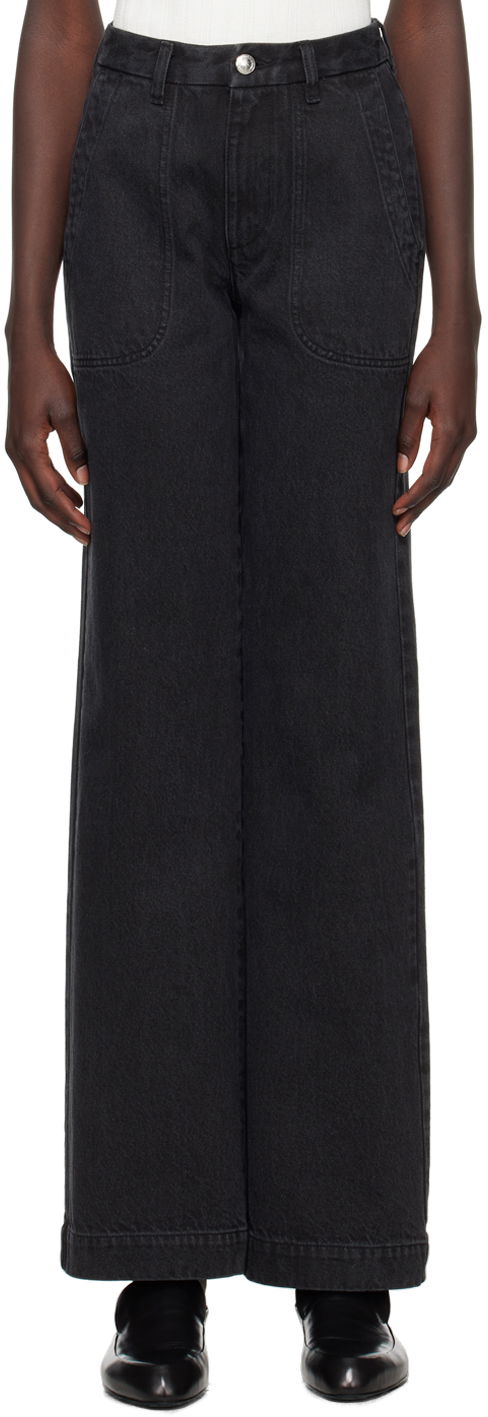 Kavbojke A.P.C. Wide Leg Jeans Črna | COGEX-F09085