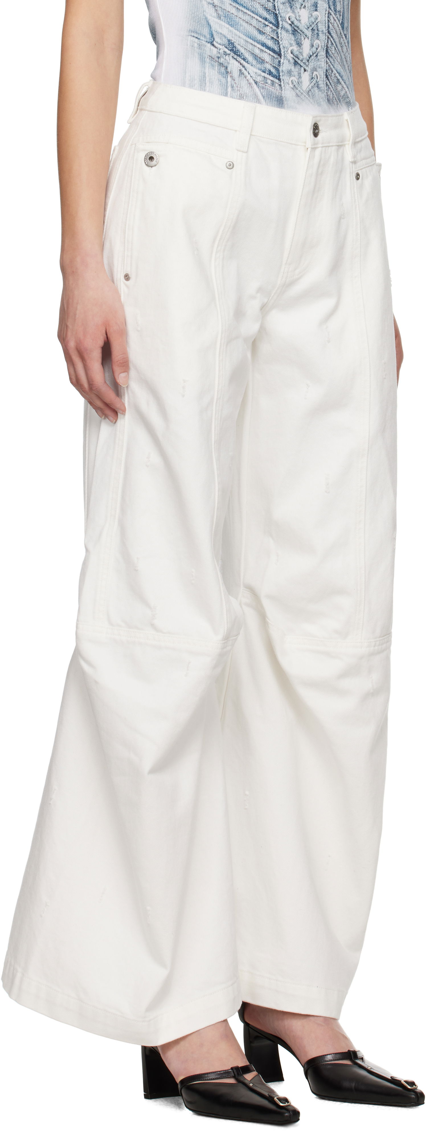Cargo hlače Feng Chen Wang Feng Chen Wang Cargo Jeans Bela | FWS19TR03, 1