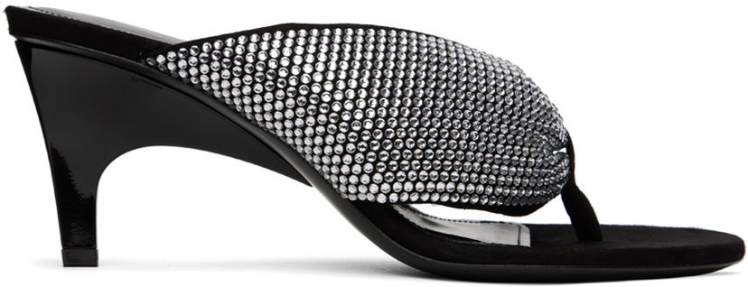 Nega čevljev The Attico Attico Rem Crystal-Embellished Heeled Thong Sandals Črna | 236WS756 TL08
