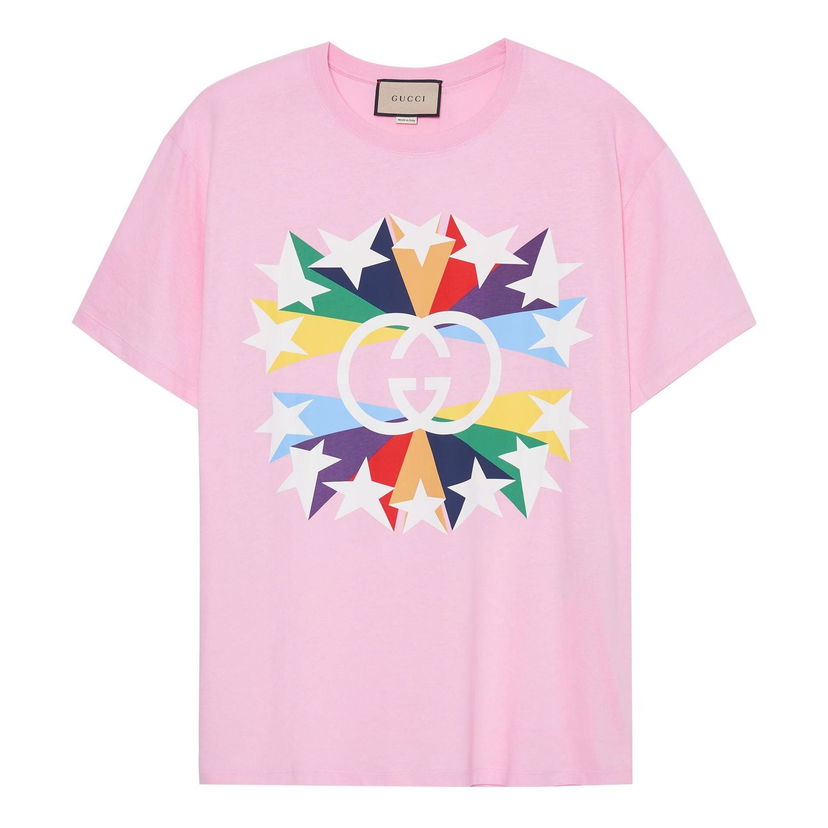 Majica Gucci Star Print Cotton T-Shirt Roza | 548334-XJDNH-5904