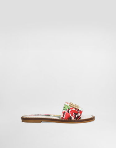 Modni dodatki Dolce & Gabbana Dolce & Gabbana Canvas Sliders with Flower and DG Logo Večbarvna | D11316A4194HA5KU, 0