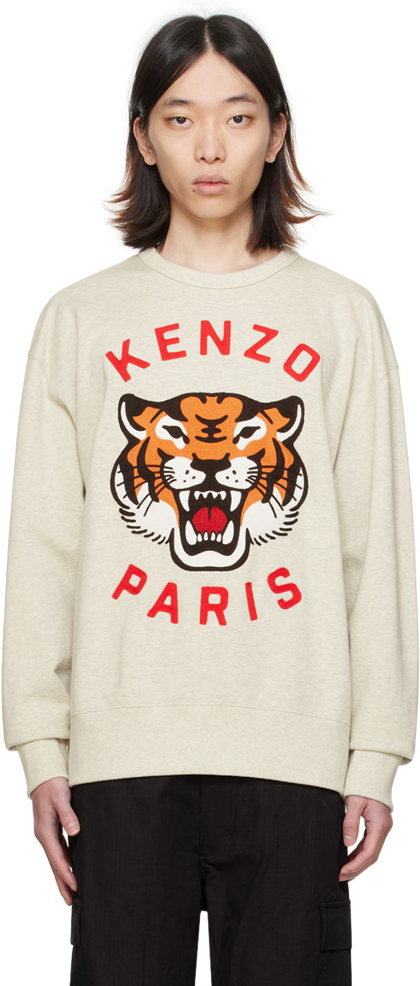 Pulover KENZO Paris Lucky Tiger Sweatshirt Bež | FE58SW0104MF