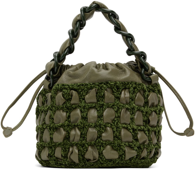 Torbica BY FAR BY FAR Cass Crocheted Drawstring Bag Zelena | 23CRCSACMLGCHLLSMA