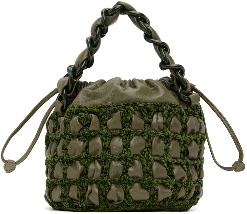Torbica BY FAR BY FAR Cass Crocheted Drawstring Bag Zelena | 23CRCSACMLGCHLLSMA, 0