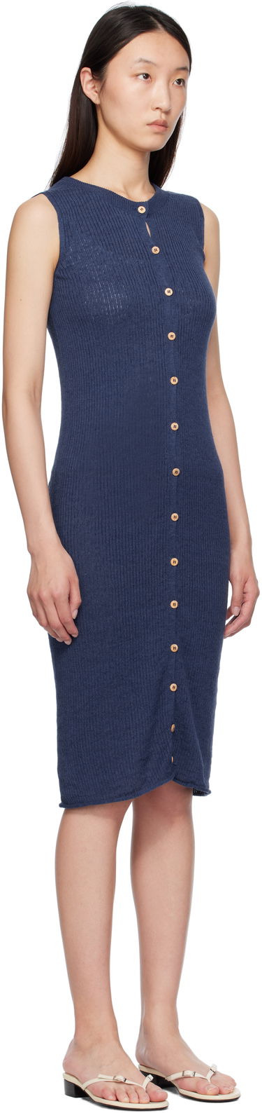 Obleke Baserange Baserange Sleeveless Button-Front Midi Dress Modra | DRDR-LI-SU25, 1
