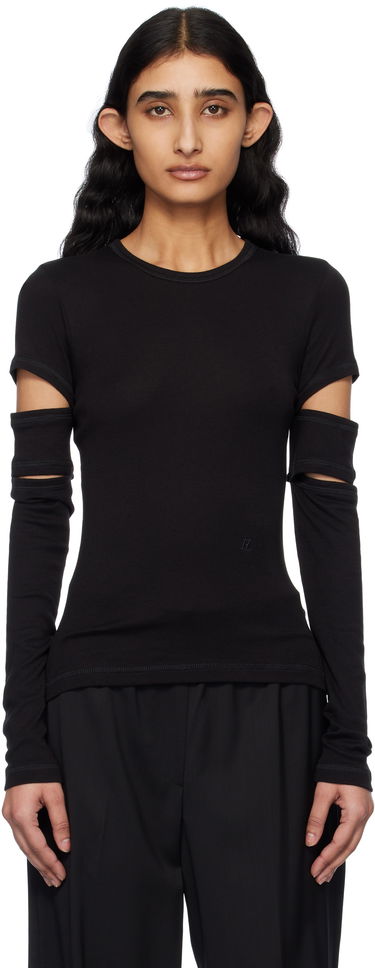 Majica Helmut Lang Helmut Lang Slashed Long Sleeve T-Shirt Črna | O09HW509, 0