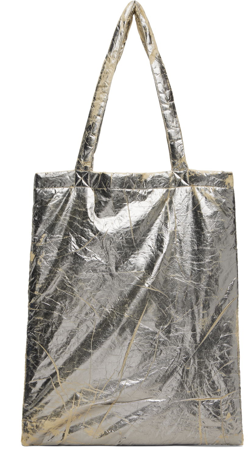Tote bag Rick Owens DRKSHDW Concordians Crinkled Metallic Nylon Shopper Tote Kovinski | DA02E7431 NPFPA