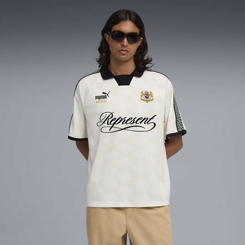 Dres Puma REPRESENT KING Collared Football Jersey Bela | 633784_31