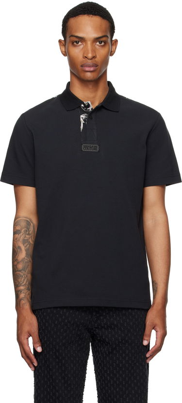 Polo majica Versace Versace Jeans Couture Outline Barocco Polo Črna | E78GAG627_EJ0003, 0