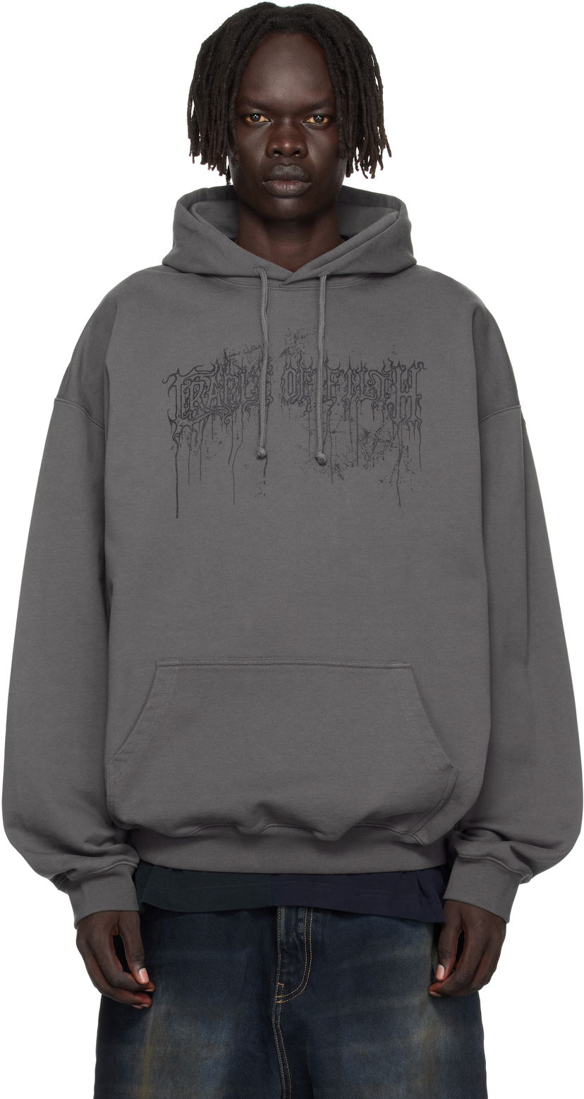 Pulover VETEMENTS Vetements Cradle of Filth Dripped Logo Oversized Hoodie Siva | UCF76HD400M