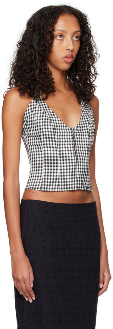Majica brez rokavov Miaou Miaou Work Capsule Valda Gingham Corset Top Črna | 7056GINOND, 1