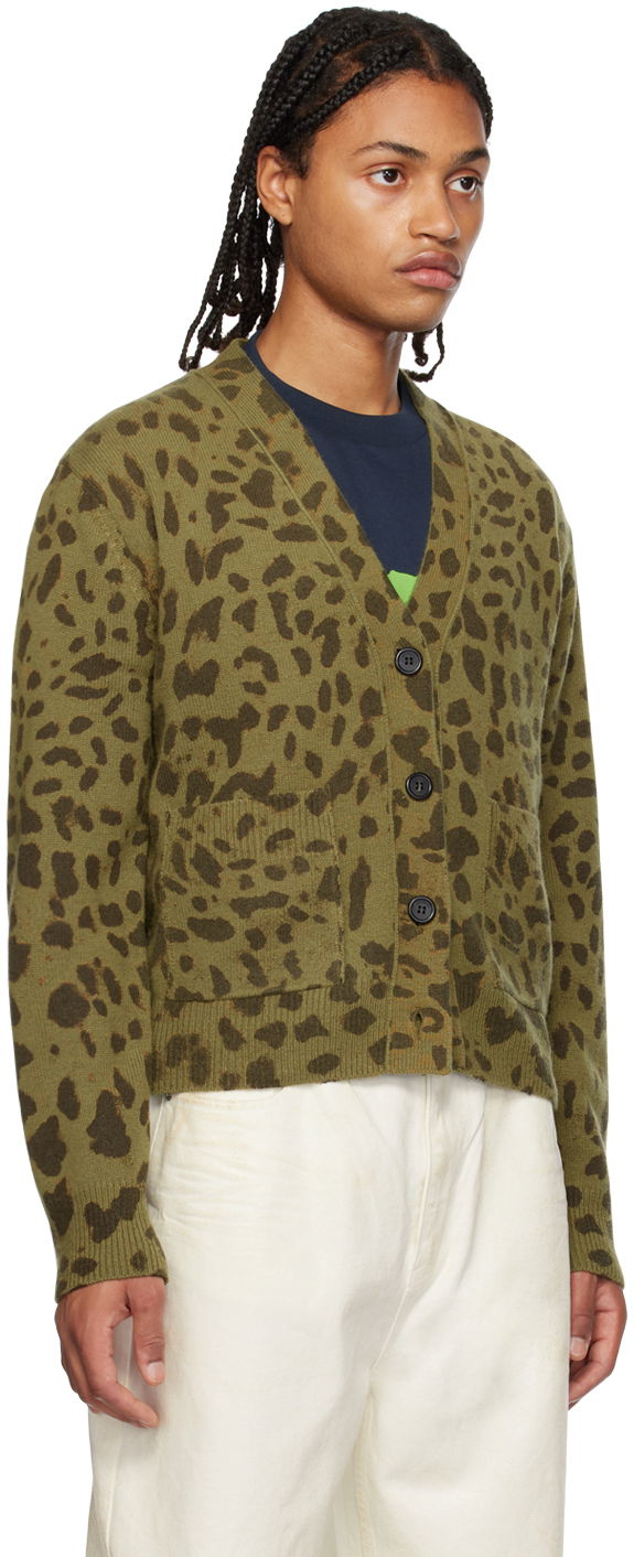Pleteni pulover We11done We11done Leopard Print Cardigan Zelena | WD-KC3-23-622-U-KK, 1