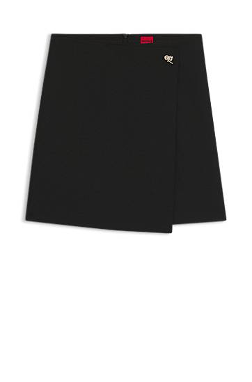 Krila BOSS Wrap-front Skirt with Knot Button Črna | 50547624