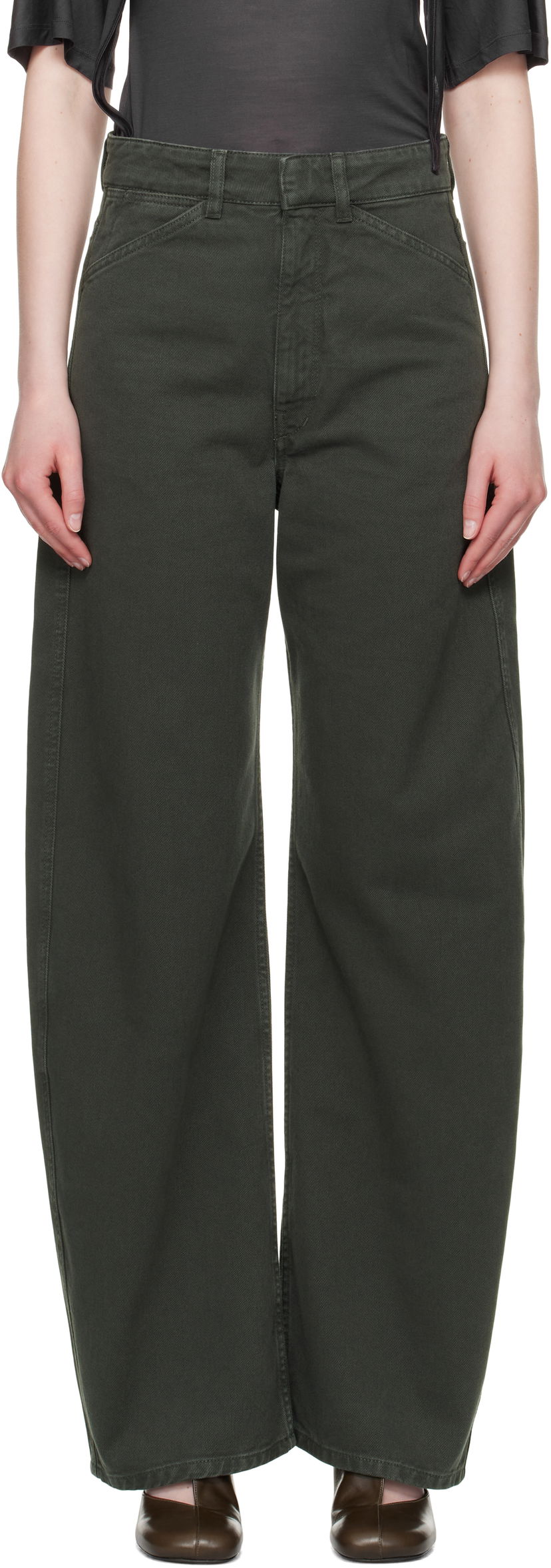 Kavbojke LEMAIRE Lemaire High Waisted Curved Jeans Zelena | PA1052 LD1039