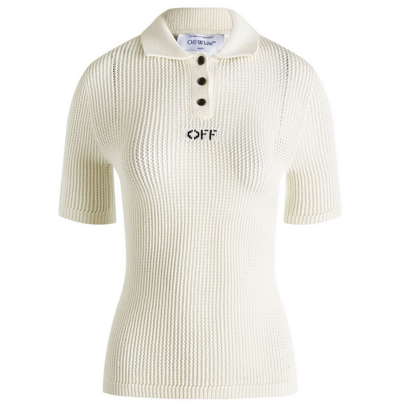 Polo majica Off-White Off Net Short Sleeve Polo Bela | OWHV001F24KNI0010110