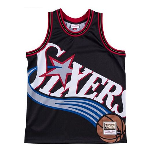 Majica brez rokavov Mitchell & Ness Mitchell & Ness Philadelphia 76ers Big Face Graphic Print Tank Top Črna | MSTKBW19068-P76BLCK