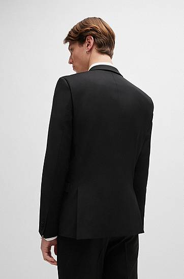 Jakna BOSS HUGO Extra-Slim Fit Stretch Wool Blend Jacket Črna | 50446523, 1