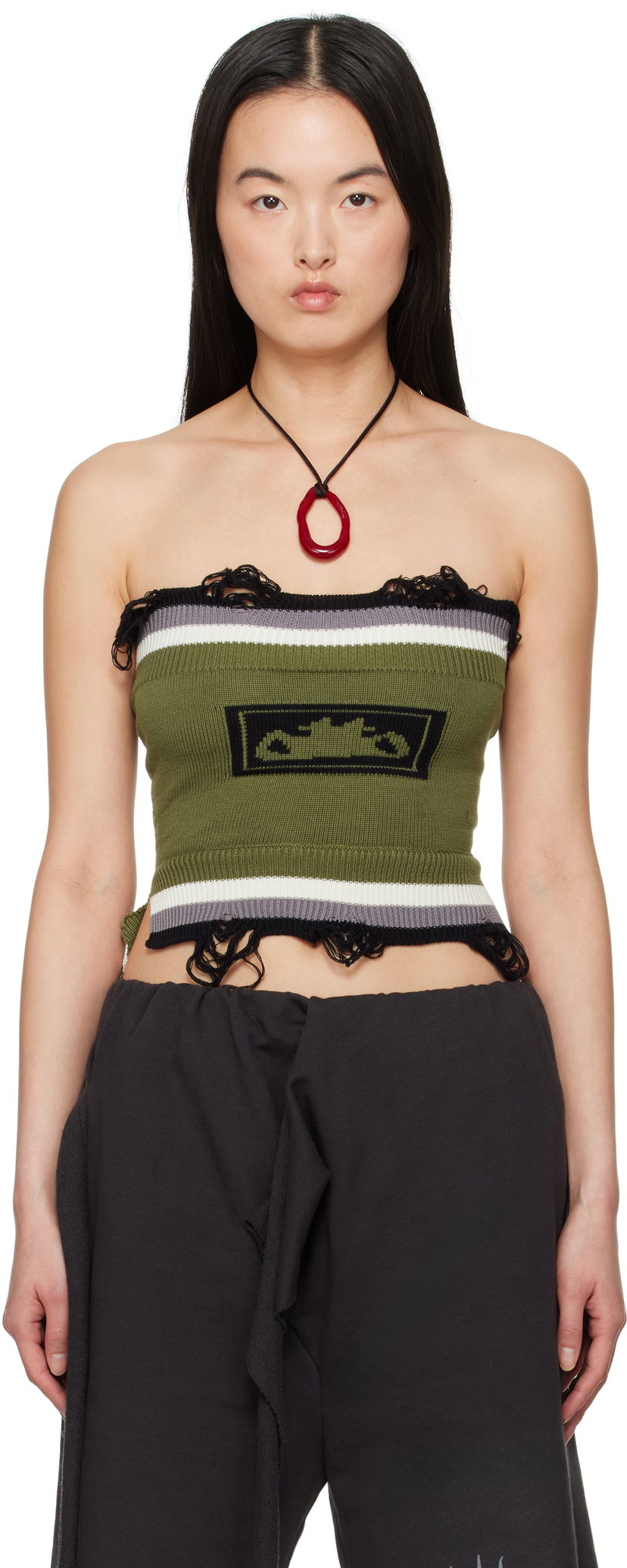 Majica brez rokavov Ottolinger Ottolinger Knit Tube Top Zelena | 10710170701