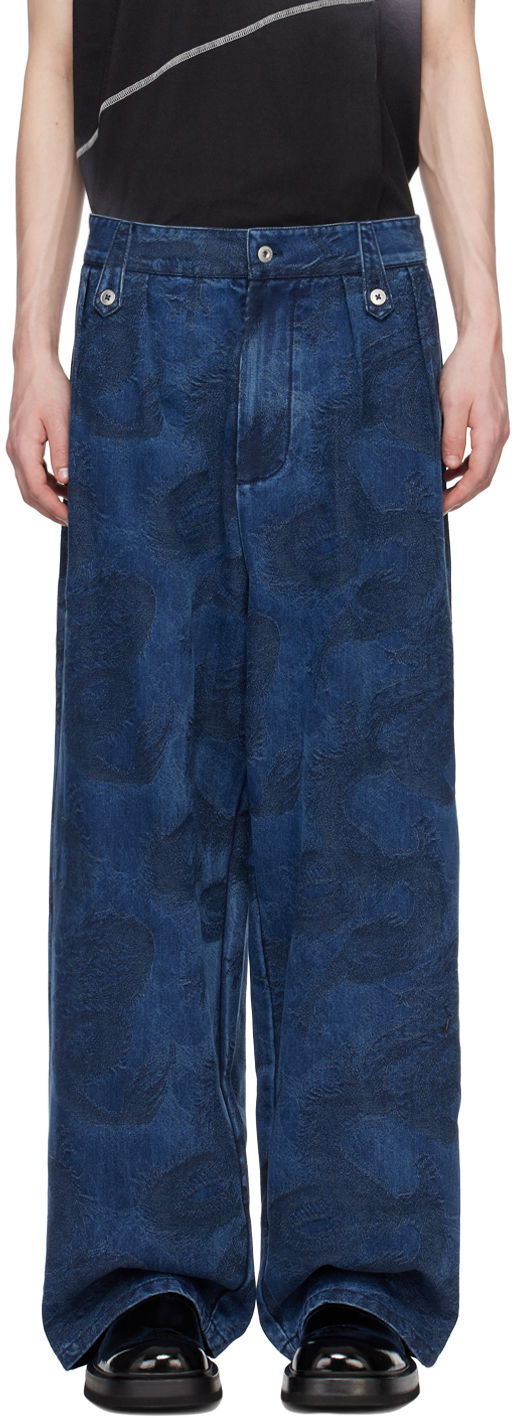 Kavbojke Feng Chen Wang Feng Chen Wang Dragon Denim Trousers Modra | FUS17TR14